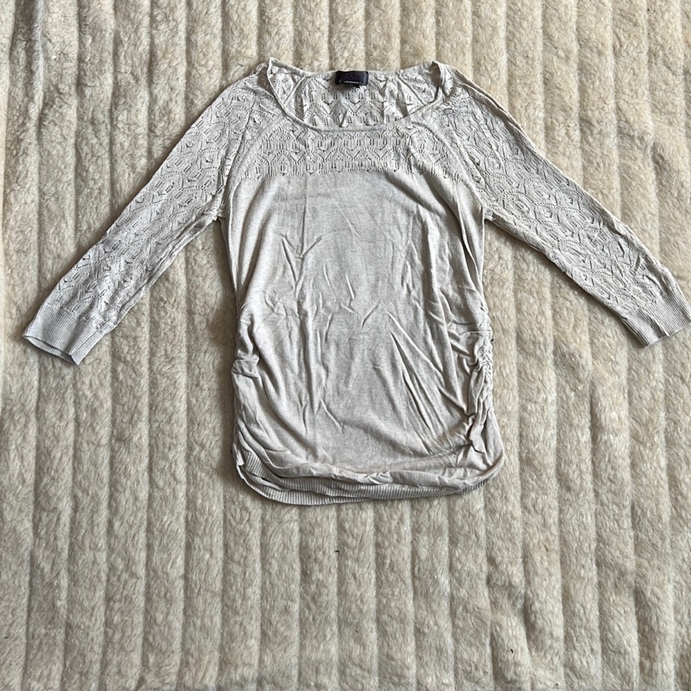 Maternity tan long sleeve knot shirt